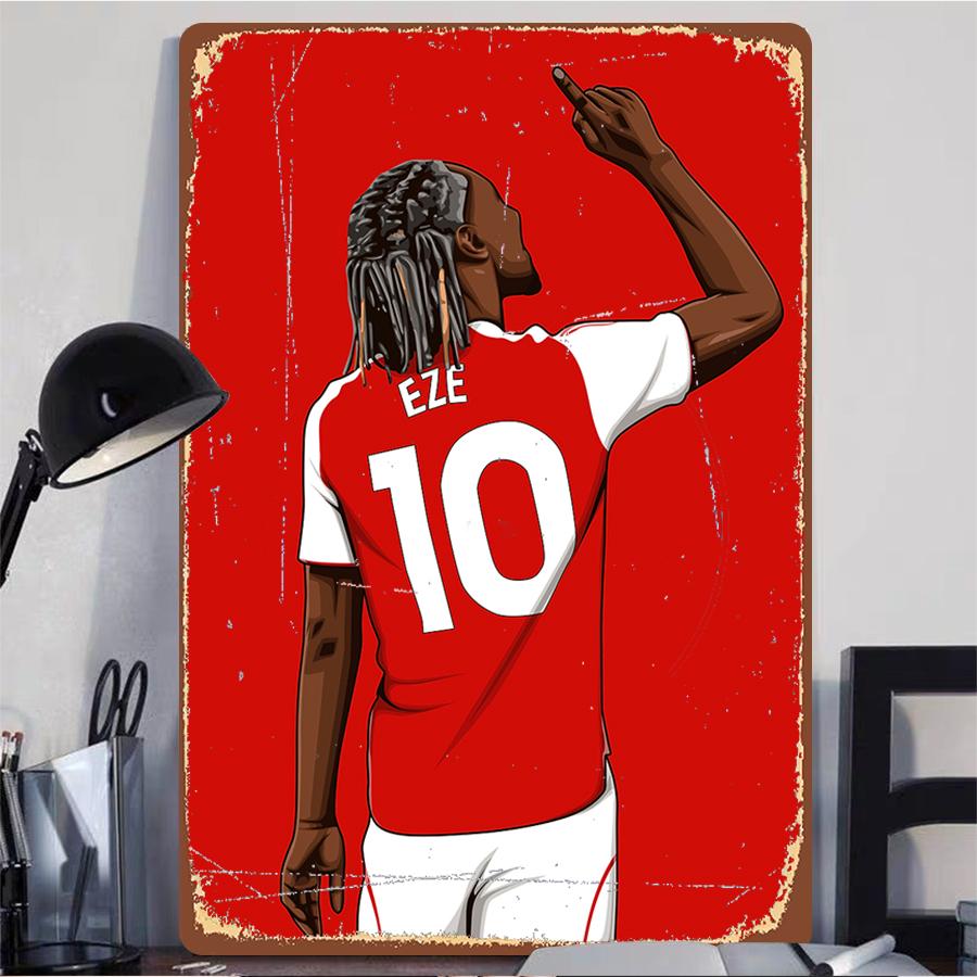 Arsenal Football Star EZE No.10 Back Iron Painting Home Decor Fan Gift Red Background Art Poster