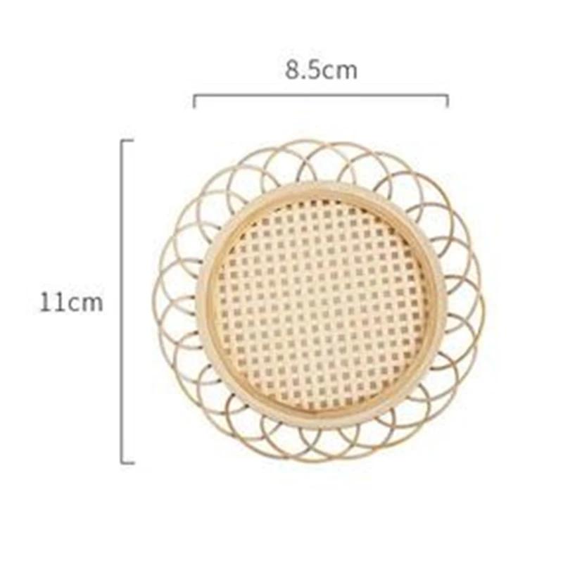 Home Decoration Natural Bamboo Woven Coaster Handwoven Rattan Cup Mat Handmade Placemat Coffee Shop Table Accessories