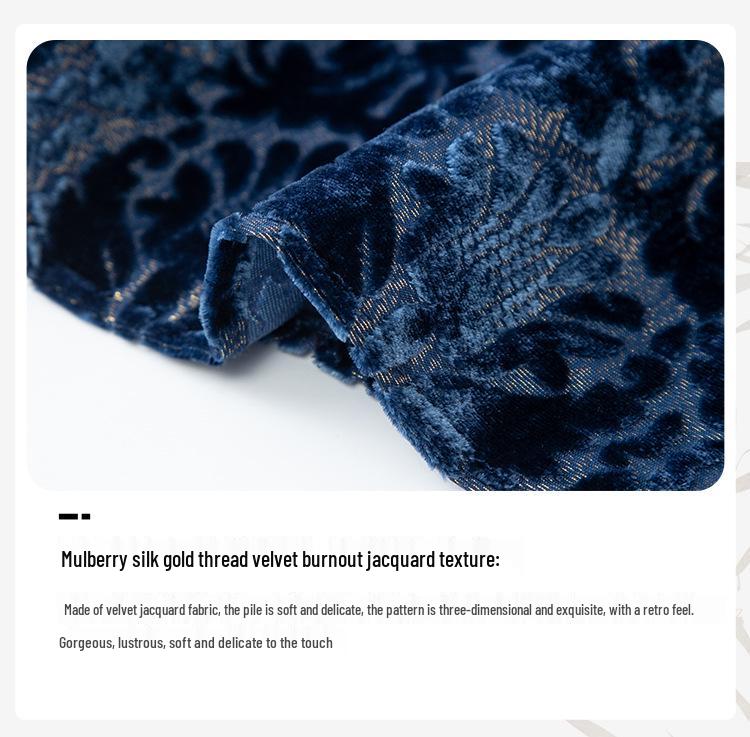 2025 Camicetta Casual Girocollo Manica Lunga in Velluto di Seta Mulberry Burnout 1853