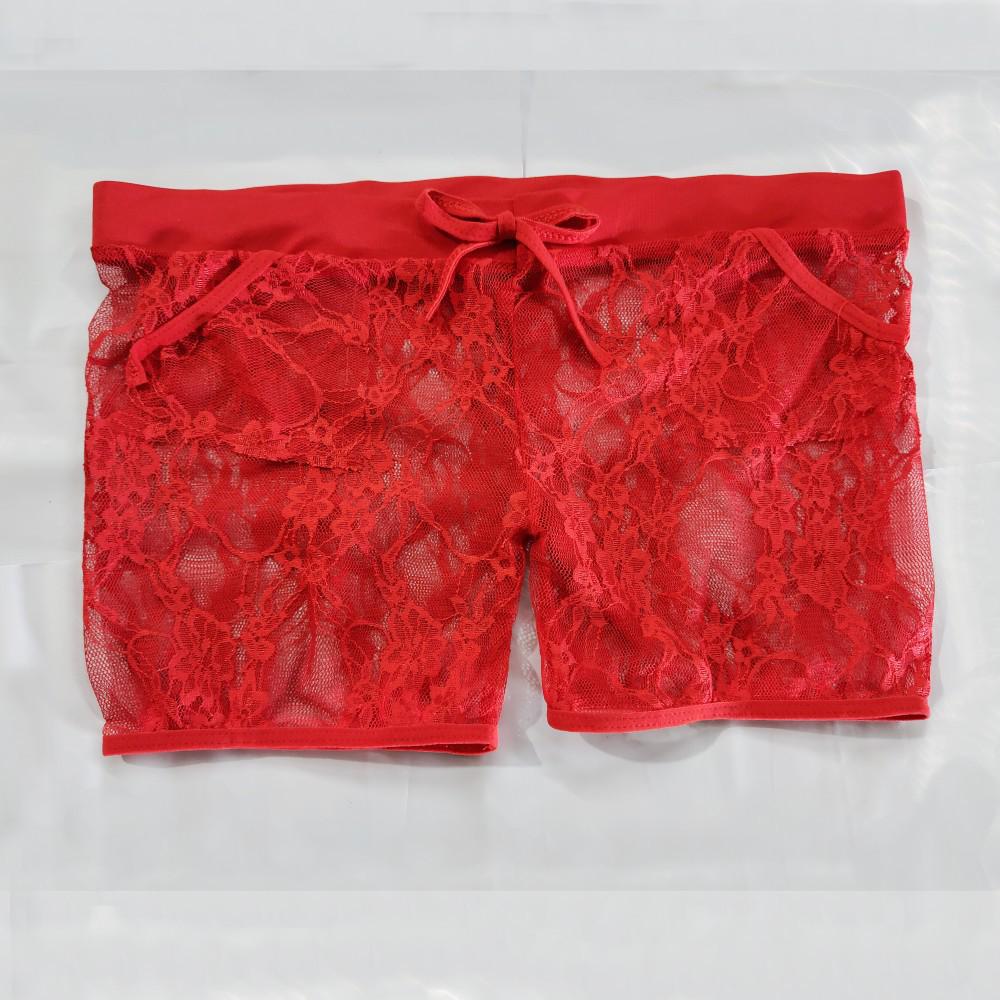 

Women s Lace Boxer Briefs with Pockets - Sexy Shorts & Underwear L красный
