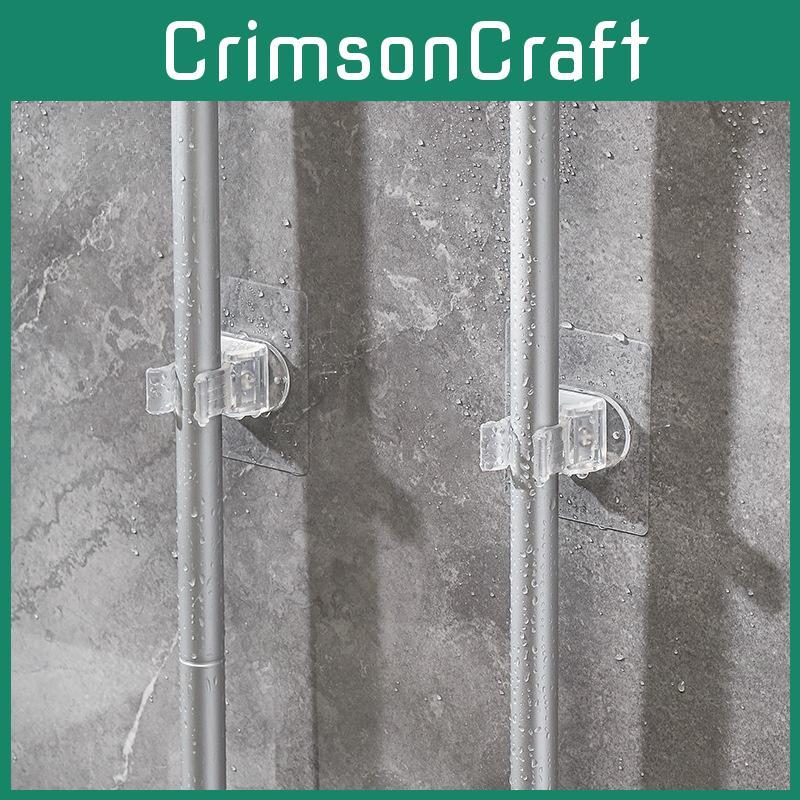 Wall Adhesive Invisible Hook No Drill Damage Plastic Bathroom Broom Mop Hanger