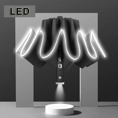 LED Paraplu Heren Volautomatische Omgekeerde Paraplu Dames Dubbel Doel Opvouwbare Automatische Paraplu Groot Formaat