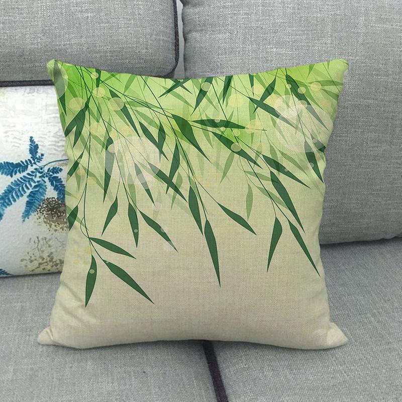 Palm Tree Leaves, Turtle-Back Bamboo Plant Digital Printing Short Plush Pillow Covers For Sofa Office Cushion Cover Home Goods