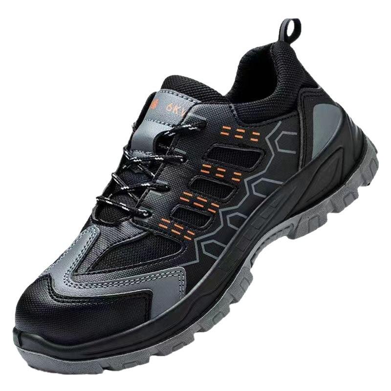 

Men s Black Casual Breathable Durable Shoes with Insulated Anti-Smash & Anti-Puncture Plastic Toe for Labor Protection 41*Black Gray Splicing*Insulated
