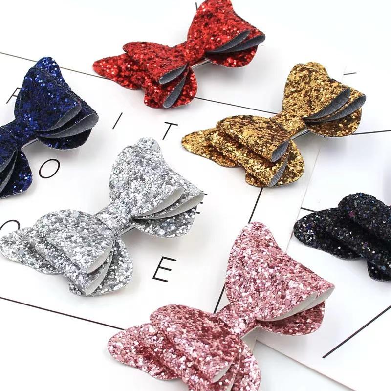 Girls Cute Sequins Double Butterfly Hair Clip Bow Hairpins DIY Headwear Bow Decor Hairgrip Toddler Hair Accessories