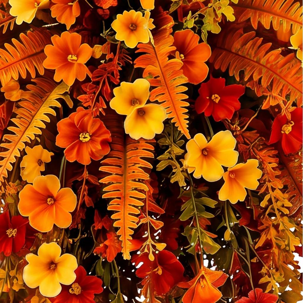 Artificial Fall Harvest Hanging Basket with Lifelike Autumn Flowers - 75cm Trailing Vines Maintenance-Free Indoor Outdoor Porch Thanksgiving Decor
