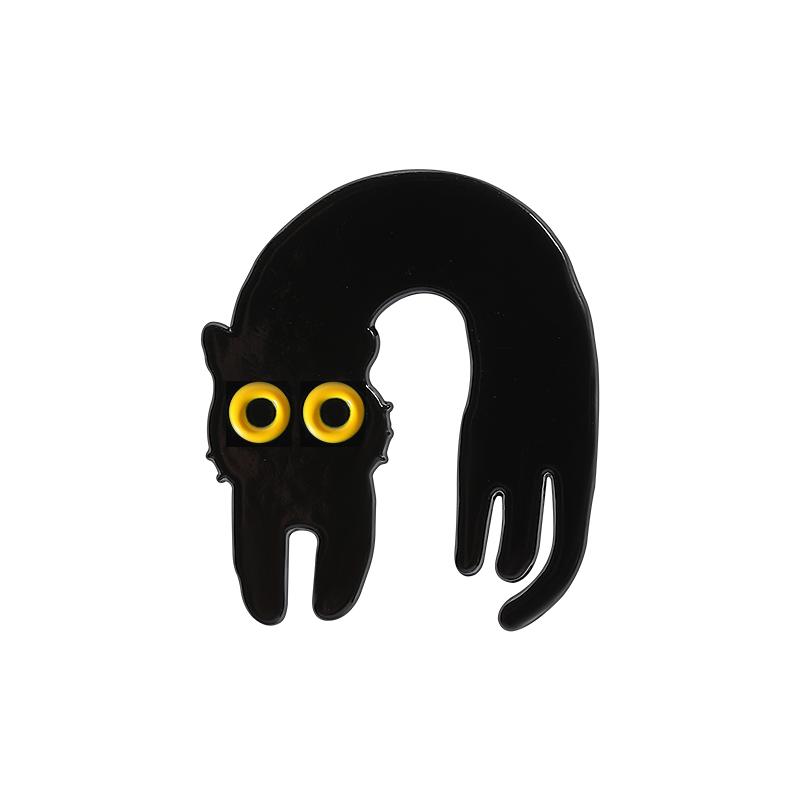 Cute Big Eyes Black Cat Enamel Pin Kawaii Kitty Cartoon Animal Brooches Lapel Backpack Badge Funny Jewelry Gifts For Friends