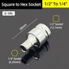 1/4" 3/8” 1/2” Square Drive To 1/4" Hex Shank Socket Adapter Converter Quick Change Bit Holder Repair Hand Tools Accessories