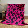 Black Irregular Shapes Resembling Leopard Spots On a Bright Pink Background. for All Seasons Blanket Lunch Break Throw Gift