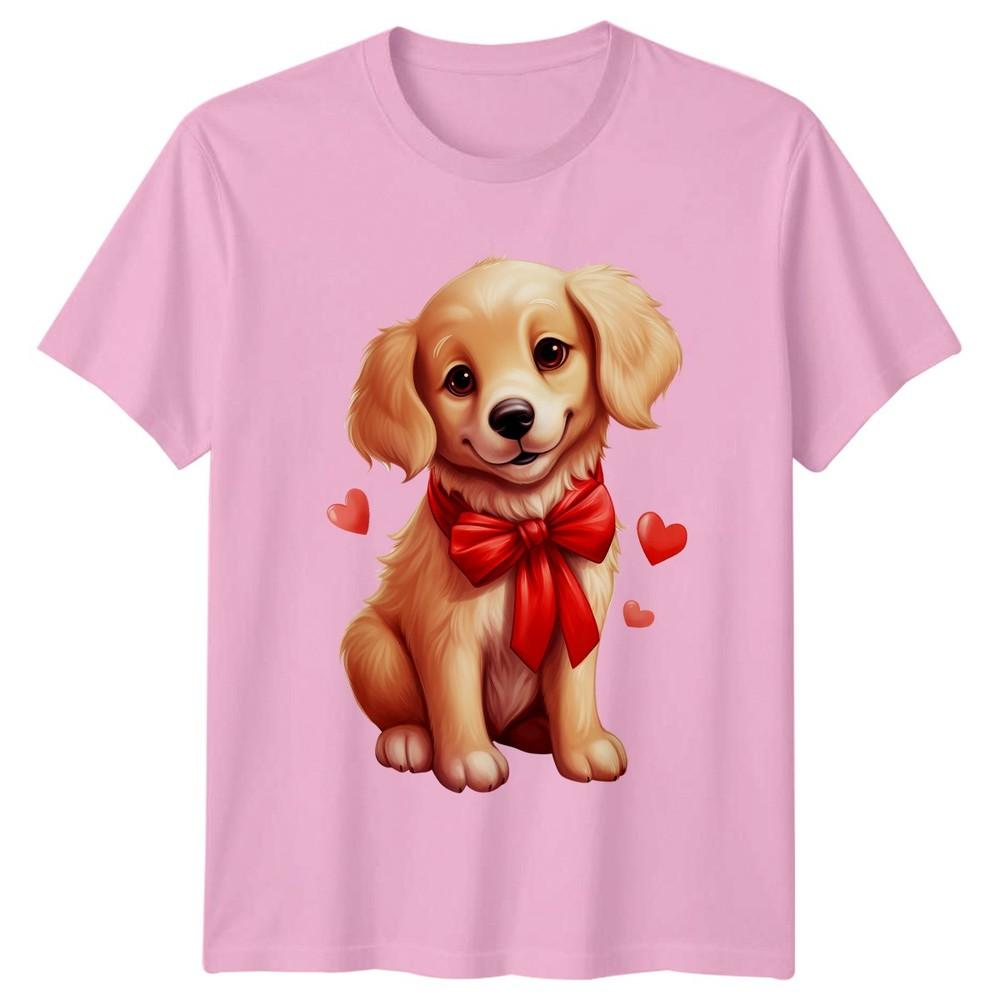 Puppy Dog Red Bow Hearts Animals Dogs Unisexs TShirt Unisexs Tee Graphic Unisex