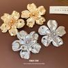 European and American Silver Needle Metal Glossy Flower Stud Earrings Retro Fashion Exaggerated Earrings Light Luxury High-end Earrings Women