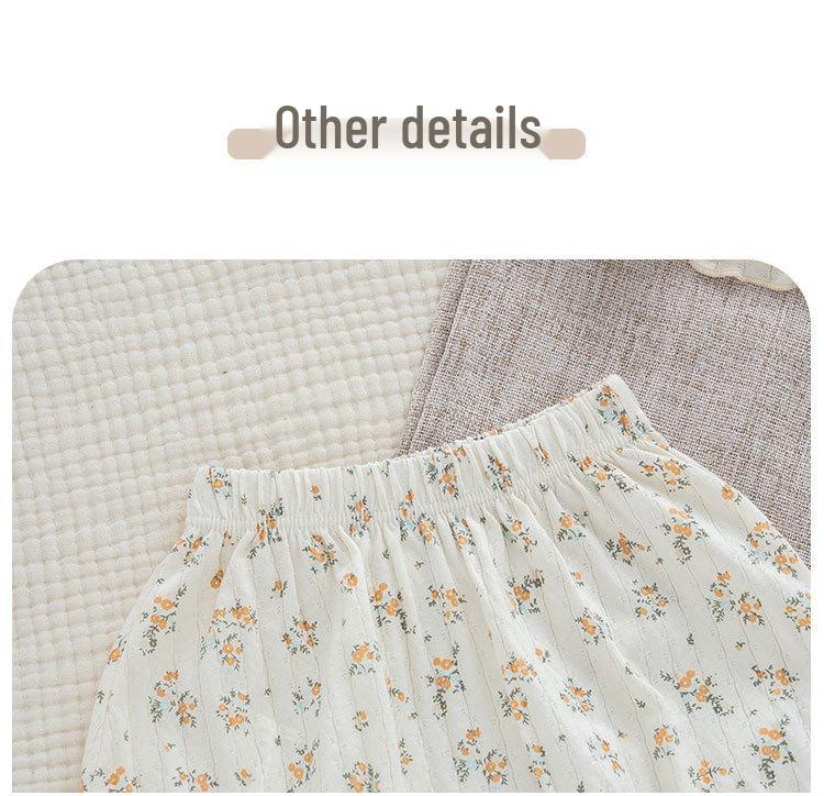 Summer Baby Girls' Floral Cotton Two-Piece Set: Breathable, Ultra-Thin Short Sleeve with Expanded Diaper Area for Infants