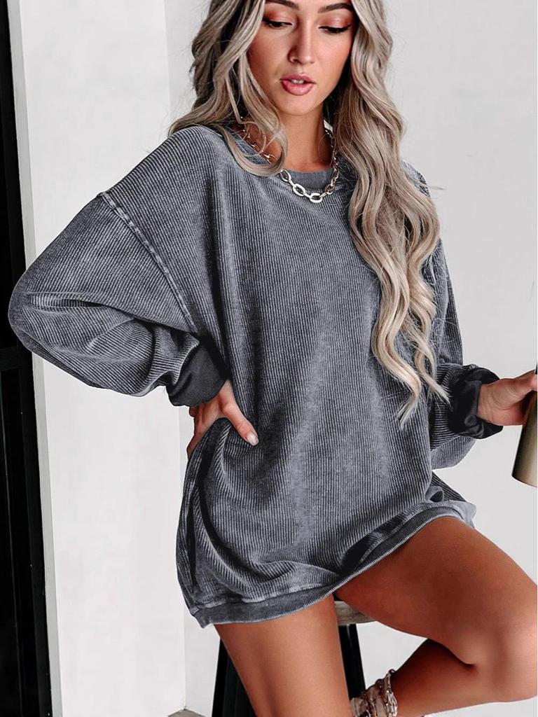 2025 European & American Casual Crew Neck Long-sleeved Pullover Sweatshirt - Autumn/Winter Fashion