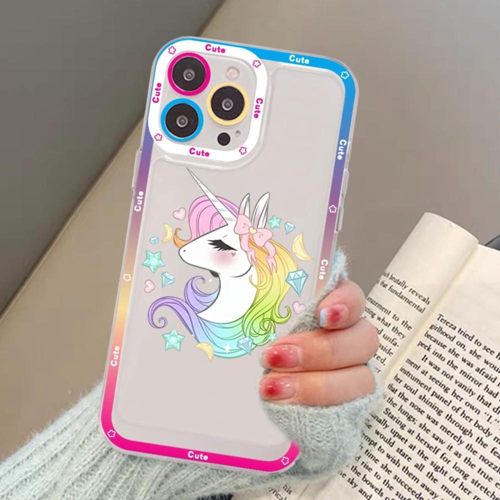 Cartoon unicorn Phone Case For iPhone 15 13 14 Pro Max XS XR 12 11 Pro 13 Mini Soft Clear Back Cover