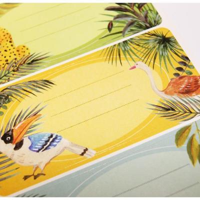 School Adhesive Labels - GLOBAL GIFT - Tropical Jungle - 12 Labels - Mixed - Resistant