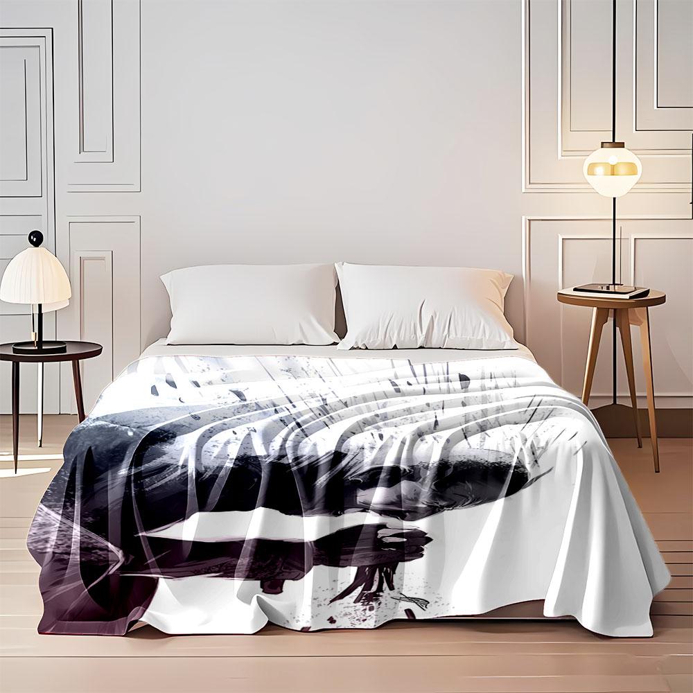 A man screaming intensely, with abstract energy bursting behind him. for all seasons blanket lunch break throw gift