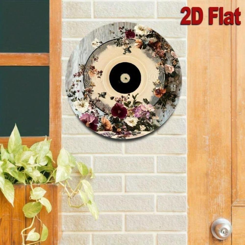 Vintage Floral Record Metal Wall Art Sign Home Kitchen Decor Retro Gift