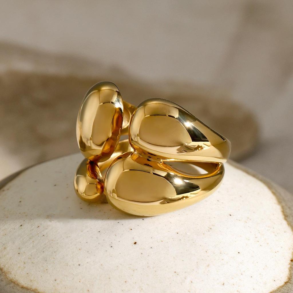 Jieding Stainless Steel European & American Exaggerated Rings - High-End Titanium Steel Jewelry with Niche Design.