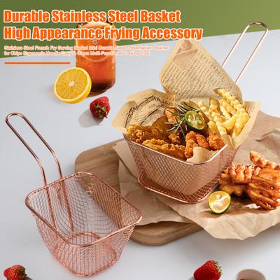 French Fry Serving Basket Mini Chips Deep Fry Baskets Stainless Steel Food Presentation Strainer Ergonomic Grip Fryer Accessory