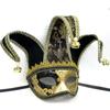 Maschera Mezza Faccia da Gentiluomo Retrò Veneziana Maschera di Carnevale in Stile Italiano con Campanellini Metallici per Decorazione Festa di Halloween Natale