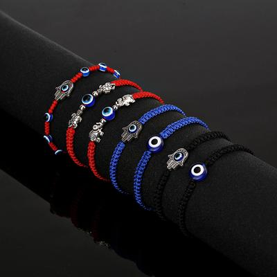 Nieuwe Mode Boze Ogen Armband Voor Mannen Vrouwen Handgemaakt Gevlochten Fatima Hand Armband Meditatie Helende Armband Pulseria Homme