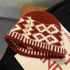 Rhombus Fisherman Hat Grid Pattern Cap Knitted Warmth Oversized Design Unisex