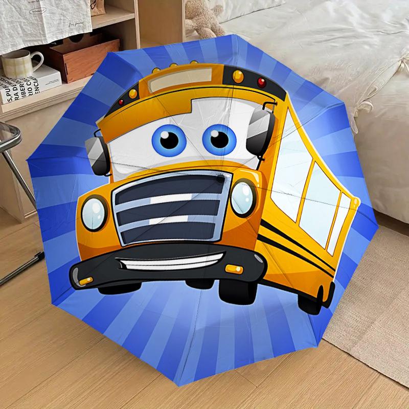 1pc School Bus Automatic Folding Umbrella] Durable Iron Frame & Rod, Portable Folding, Makes a Great Holiday Gift yy251016278