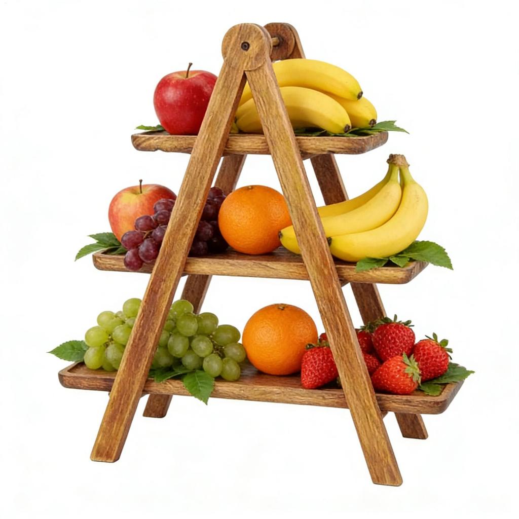 3 Tier Tray Stand Rectangle Wooden Plate Snack Serving Tray Detachable Fruit Dessert Stand Food Placement Bracket for Home Deco
