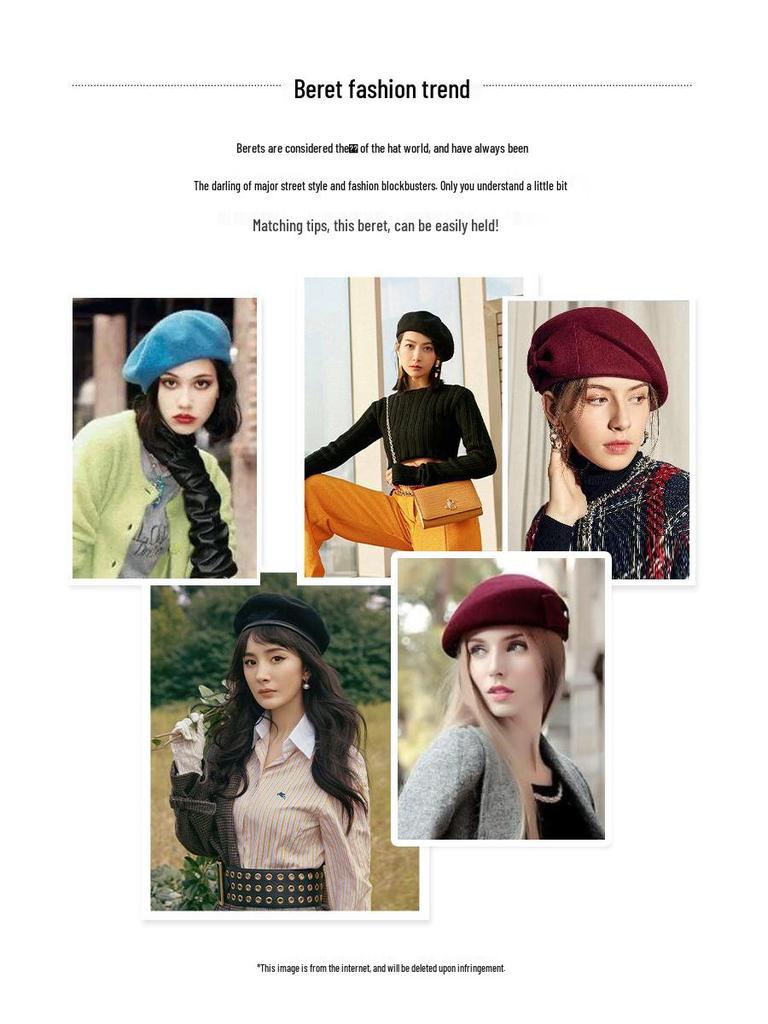 Women's Cashmere Knitted Beret - Autumn/Winter Korean Style, Flattering Fit, Japanese Wool Painter Hat.