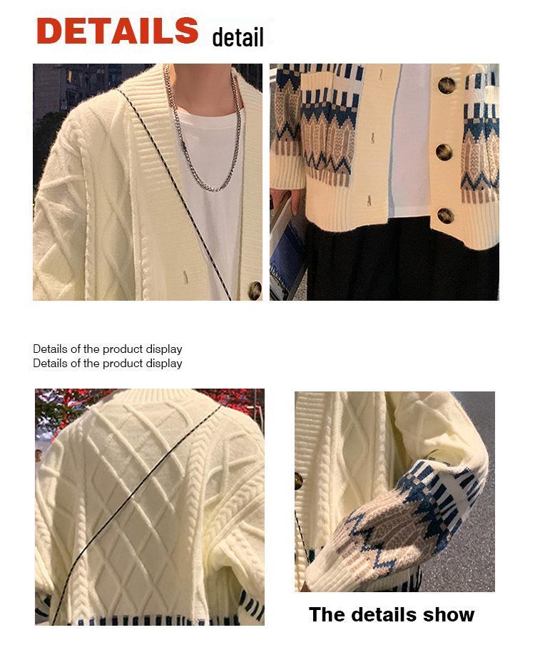 Men's Oversized Knitted Cardigan Sweater - Autumn/Spring Long Sleeve Fashion Top
