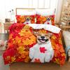 Dog Duvet Cover Set 3D Print Gold Leaves Autumn King Queen Full Size Comforter Cover for Kids Boys Girls Polyester Bedding Set