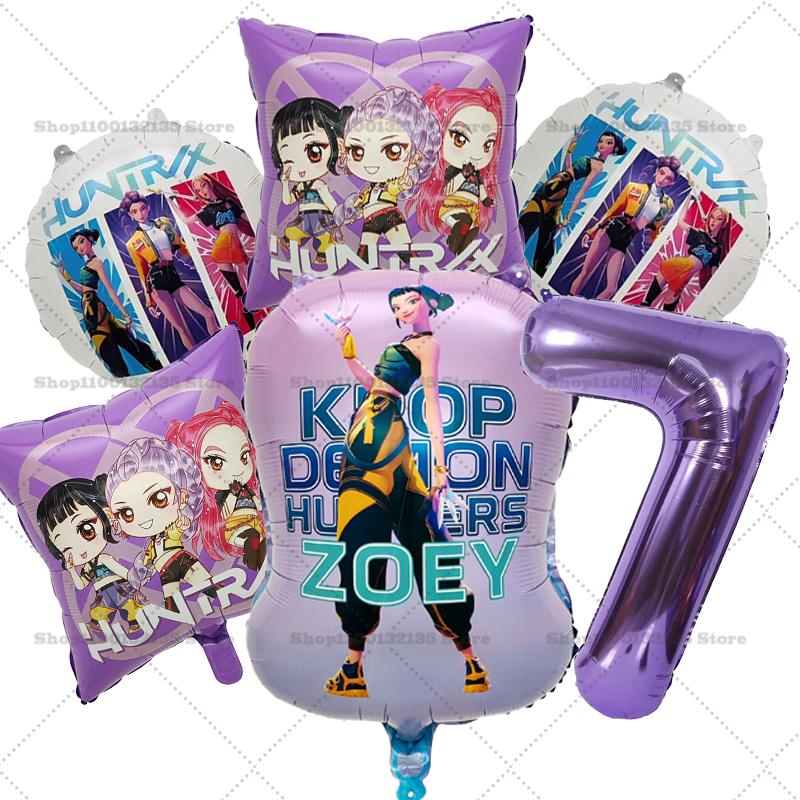 

Kpop Demon Hunters Girl Birthday Balloons Decoration RUMI ZOEY MIRA Number Round Balloons Set Party Supplies Baby Shower Gift