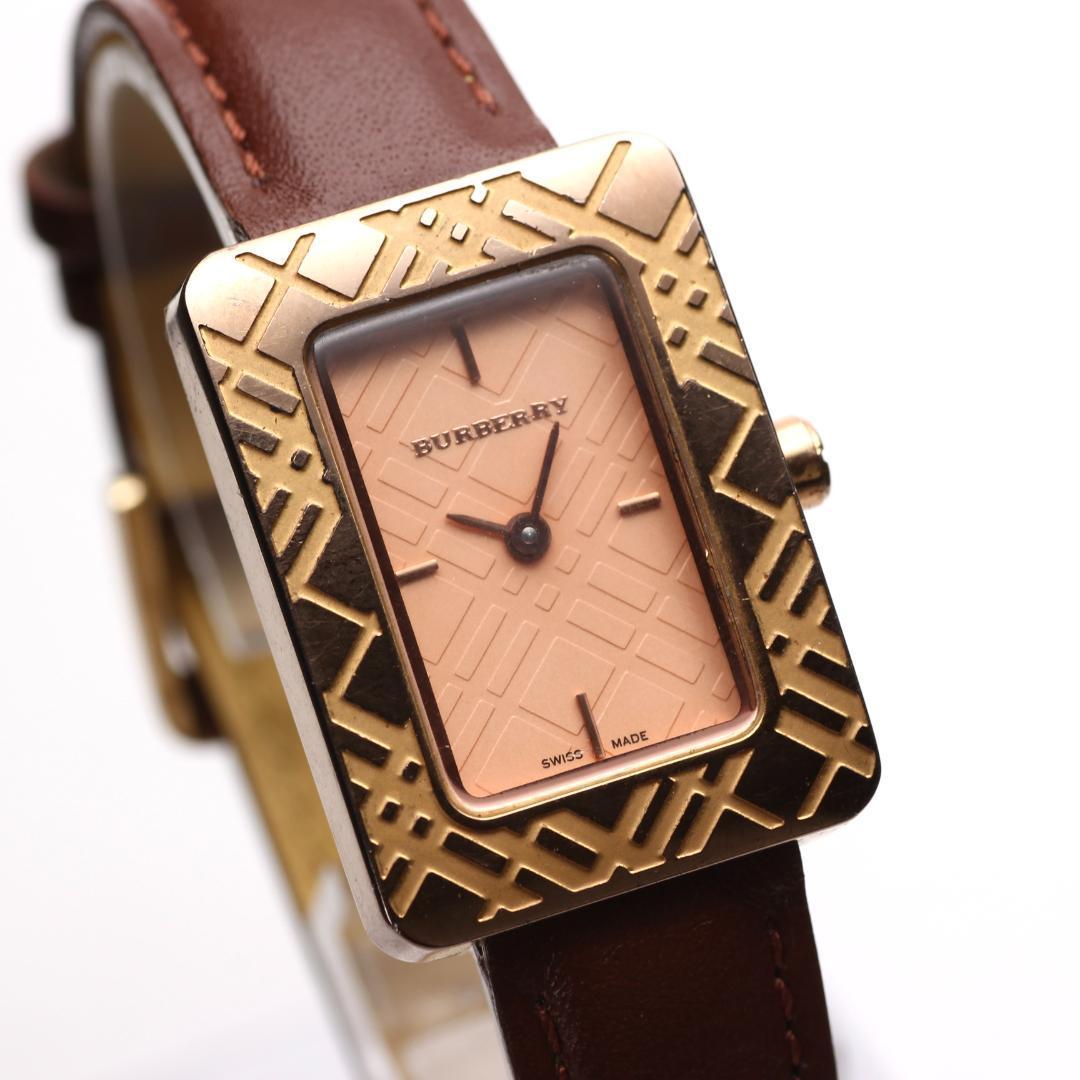 Used Rare BURBERRY Nova Check Pink Dial Watch Ladies Y2K