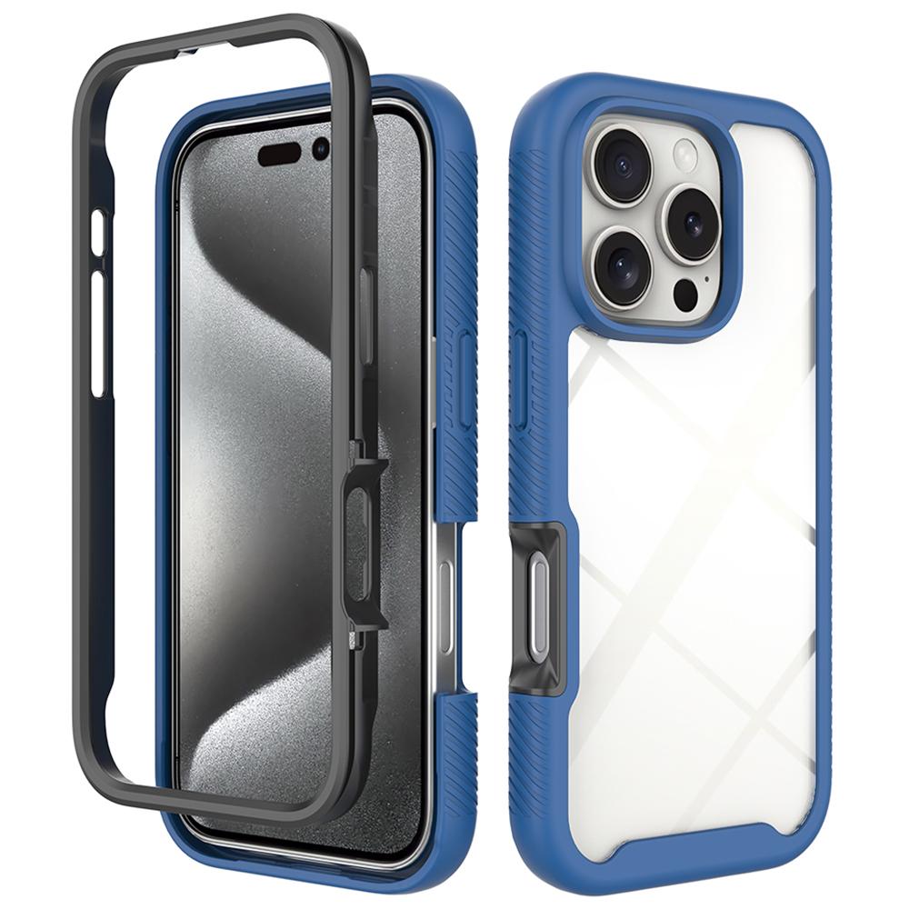 

For iPhone 16 Pro Case Anti-Drop 2-in-1 PC+TPU Phone Cover Dark Blue
