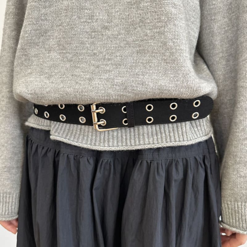 

delidi delidi Doudle eyelet leather belt (black) one