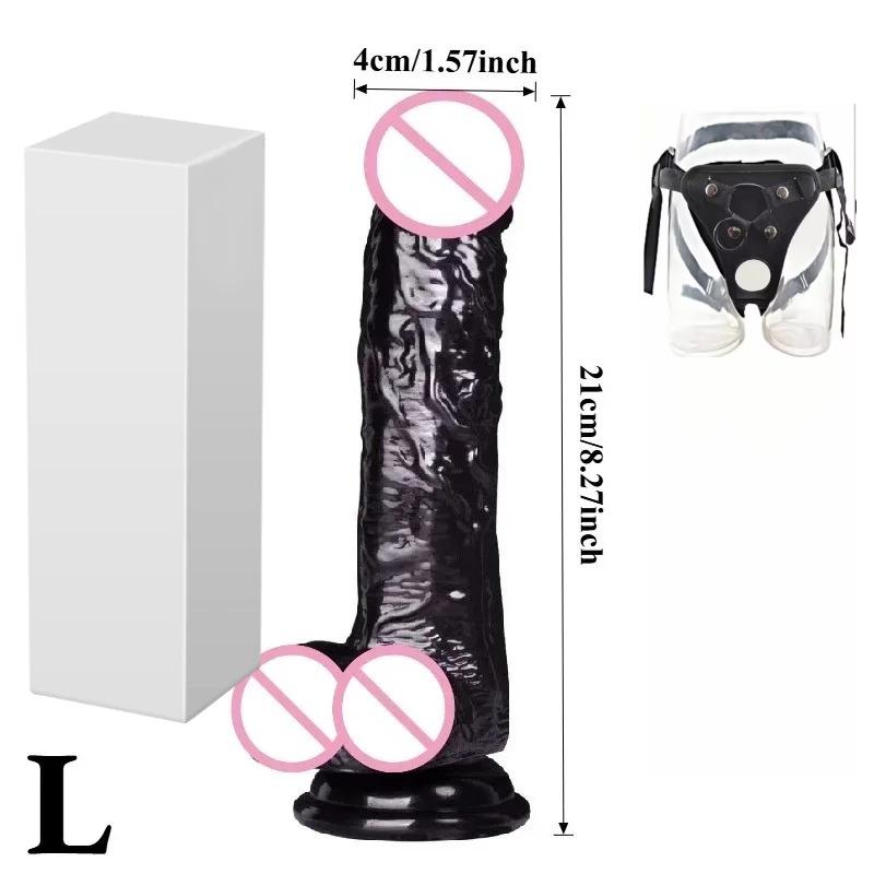 Realistic Black Wear Strap On Anal Plug G-Spot Masturbators Suction Cup Big Penis Butt Plug Long Dick Adult Sex Toy for Women18+