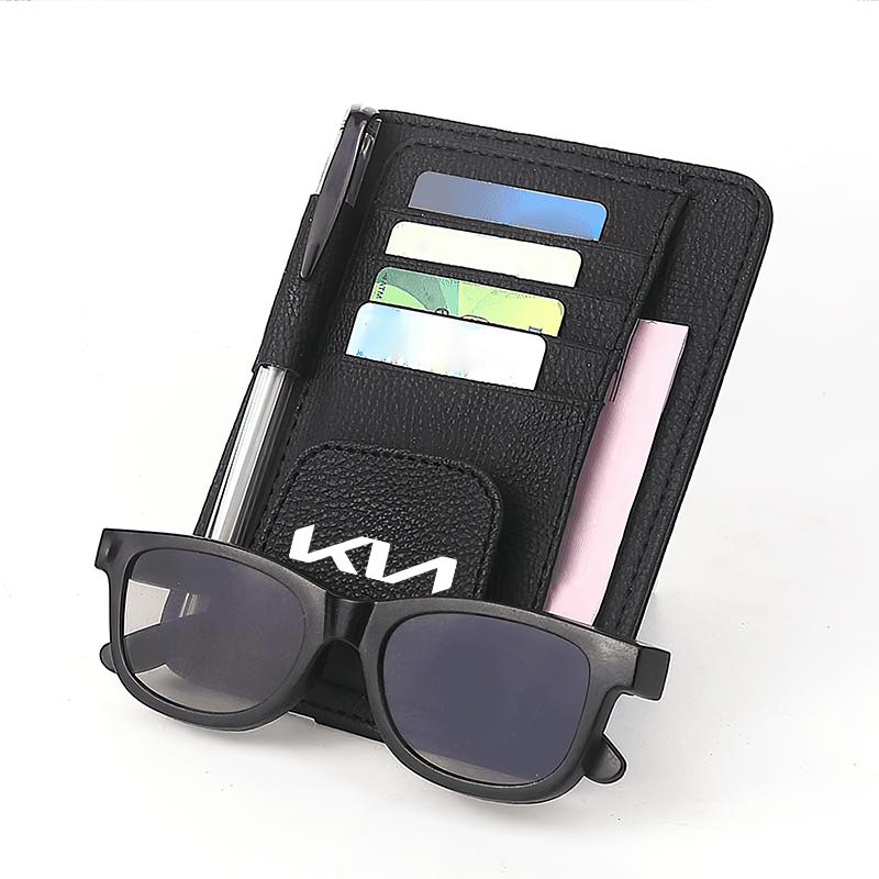 Car Visor Storage Bag Card Glasses Pocket For KIA Sportage Seltos Sorento K3 K4 Soul Carnival EV6 EV9 Carnival K5 Pegas KX1 EV5 lfgv60
