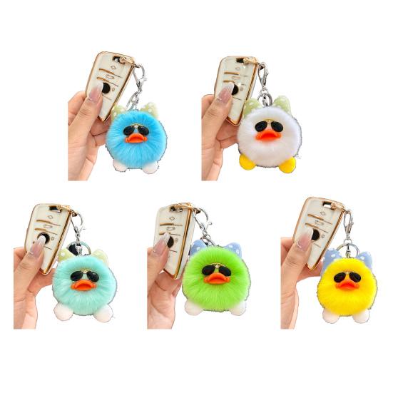 Kids Duck Keychain Imitation Rabbit Plush Keychain Pendant Bags Phones Cars Versatile Decoration Fashionable Accessory