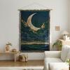 Retro Star and Moon Cloud Scene Hanging Cloth Art Style Fabric Hanging Painting Homestay Wall Decoration Background Cloth Cotton Yarn Fringed Tapestry