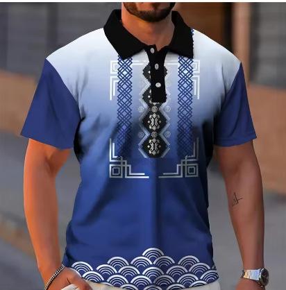3D Printed Vintage Race Pattern Polo Polo Shirt Clothing Casual Short Sleeve Lapel Golf Lining