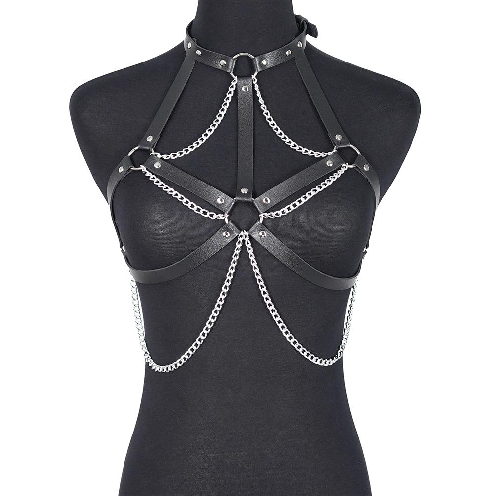 Damen Sexy Harness Gürtel Brustgeschirr Leder Dessous Bondage Dessous Körpergeschirr Gothic Fetisch Kleidung Festival Rave Outfit