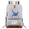 Cristiano Ronaldo Printed Youth School Backpack Teenagers Durable Oxford Fabric Breathable Padded Straps Unisex Travel Bag