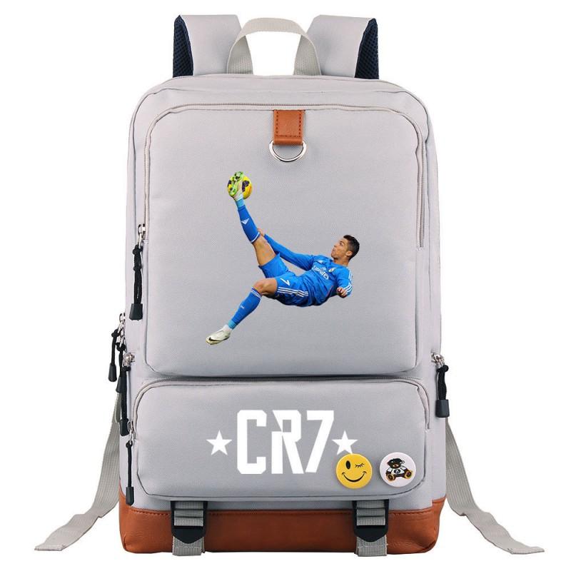 Cristiano Ronaldo Printed Youth School Backpack Teenagers Durable Oxford Fabric Breathable Padded Straps Unisex Travel Bag