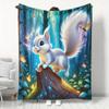 1pc Cozy Reversible Flannel Fleece Blanket with Cute Squirrel Print, Digital Printed Soft Throw for Sofa, Home Leisure, Air Conditioning, Nap, Office,