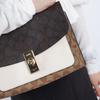 Coach Lane 26 Fashion Color Block Chain Crossbody Shoulder Bag Coated Canvas And Leather Medium Women handbags Brown White C1539-IMNOX
