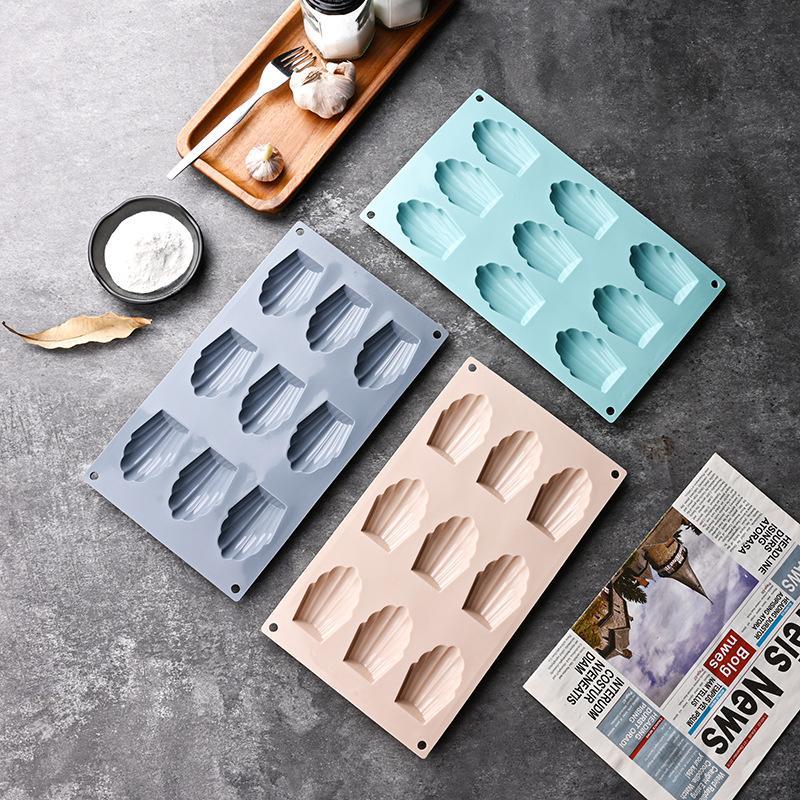 Heat Resistant Silicone Madeline Pan 9 Cavities Nonstick Food Grade Baking Mold for DIY Pastry Cookie