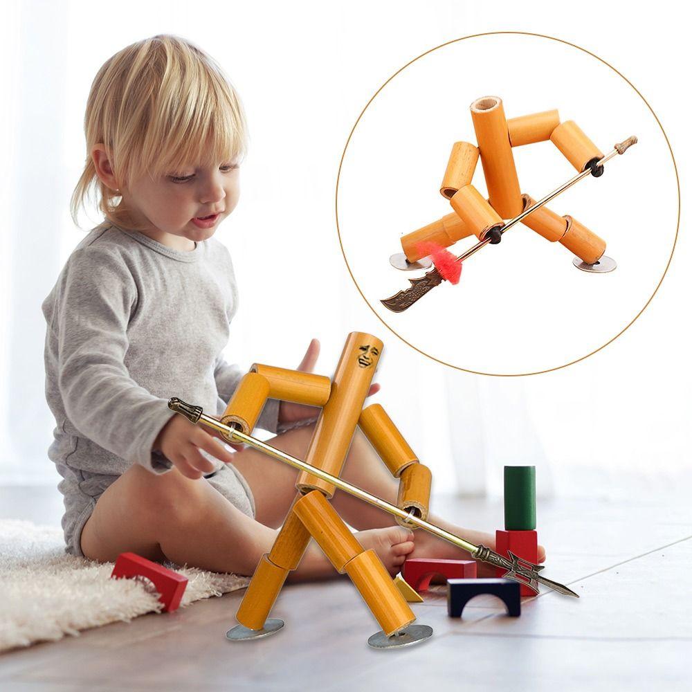 

2 игрока Bamboo Man Battle Кукольная игра из ниток ручной работы Bamboo ManToy День защиты детей