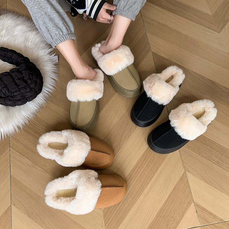 Winter Damen Plüsch Baumwolle Schuhe Modische Damen Flache Schuhe Leder Pelz Integrierte Damen Kurze Stiefel