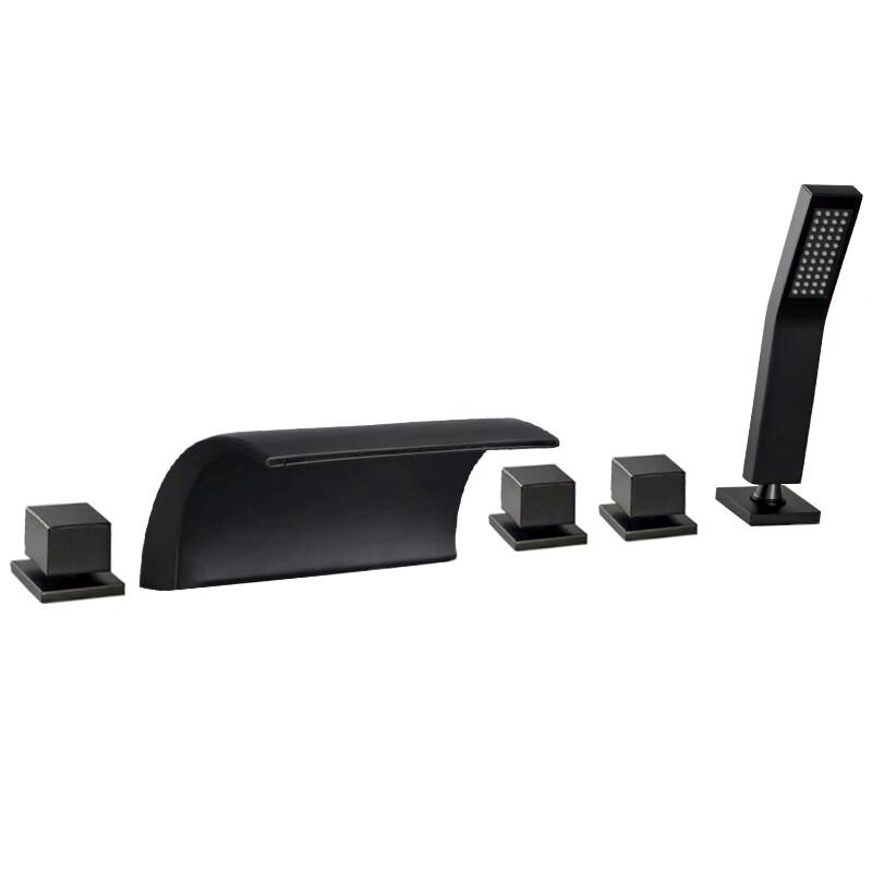 

TLXT Gold & Black Waterfall Bathtub Faucet Set