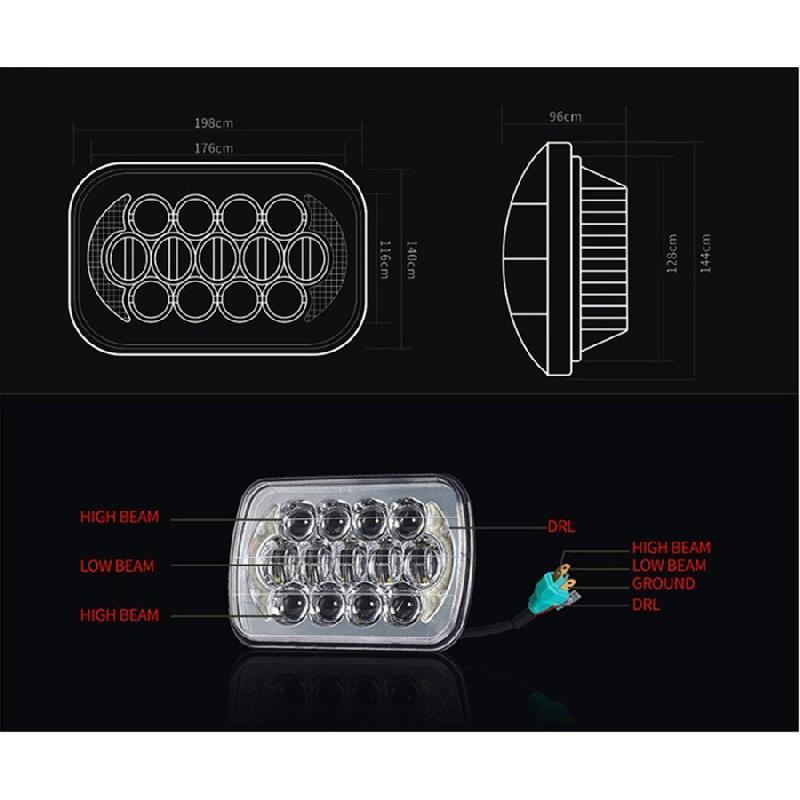 85W 7X6" 5X7" Led Jeep Silver Headlights Truck Headlamp Semi-Enclosed Lights